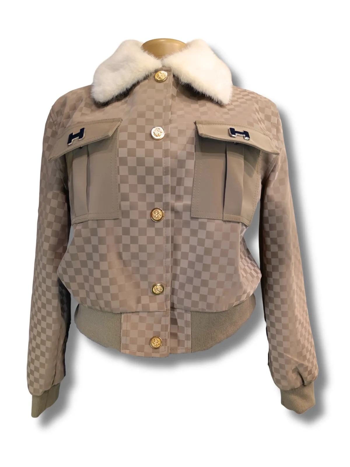 Fur-Collar Bomber Jacket - N/A tops available at theGirlyZone Kampala